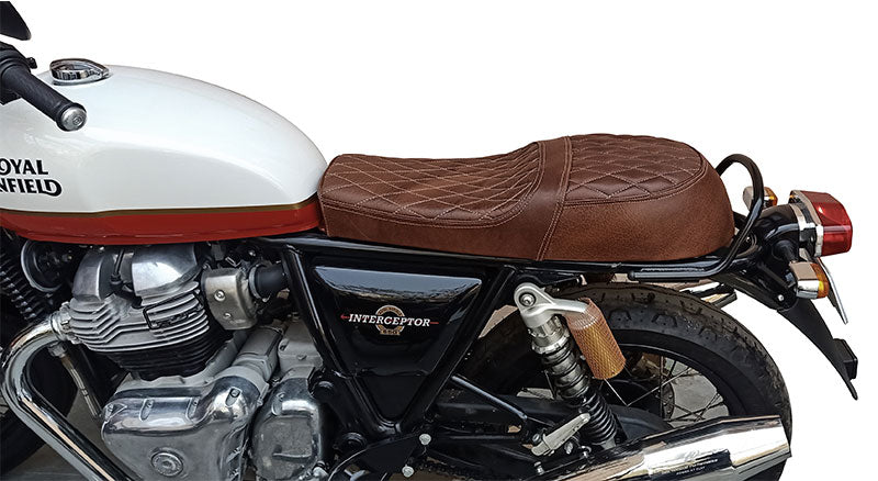 Royal Enfield GT Continental and Interceptor 650 Diamond Design Dual Leather Seat Brown