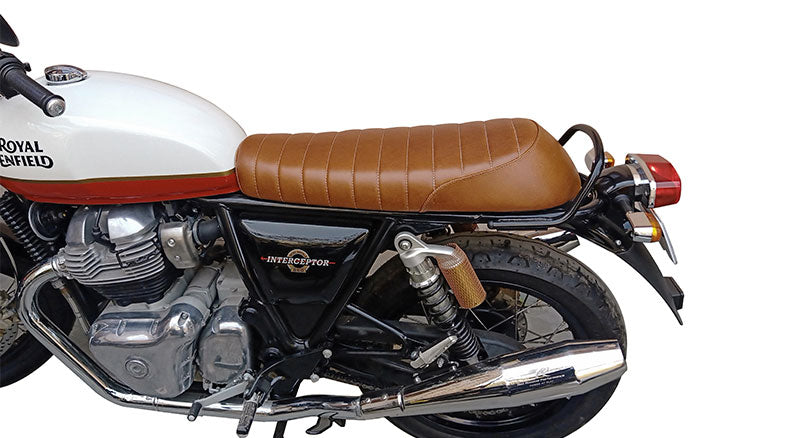 Royal Enfield GT Continental and Interceptor 650 Touring Brown Tan Genuine Leather Dual Seat