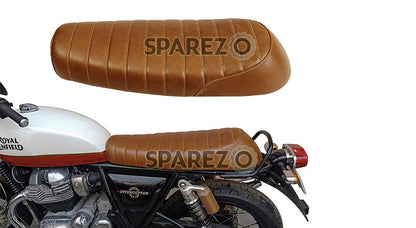 Royal Enfield GT Continental and Interceptor 650 Touring Brown Tan Genuine Leather Dual Seat