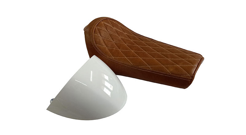Royal Enfield GT Continental and Interceptor 650 Single Seat Brown Tan With White Cowl