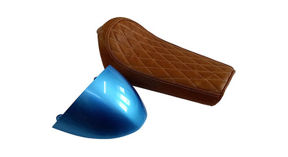 Royal Enfield GT Continental and Interceptor 650 Single Seat Brown Tan With Blue Cowl