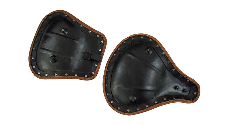 Royal Enfield Classic 350cc 500cc Engraved Leather Front and Rear Seat Brown Tan