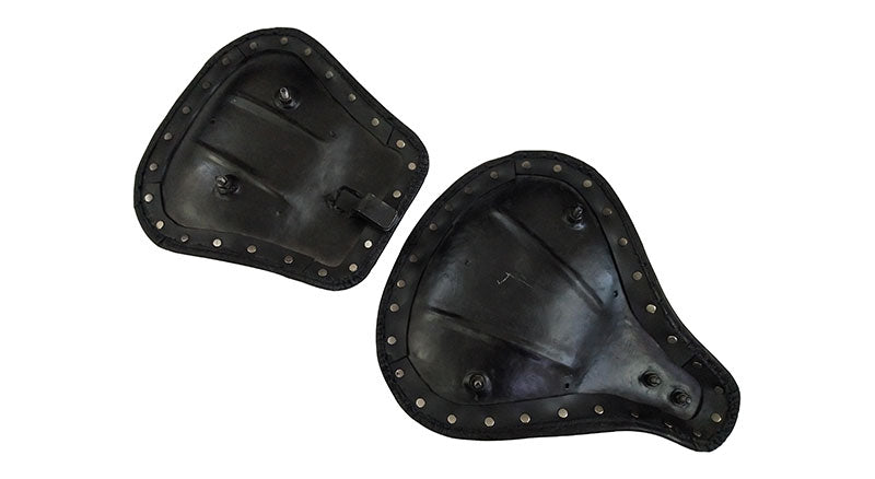 Royal Enfield Classic 350cc 500cc Engraved Leather Front and Rear Seat Black