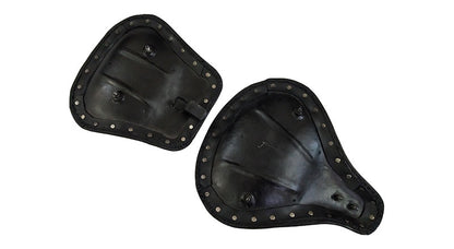 Royal Enfield Classic 350cc 500cc Engraved Leather Front and Rear Seat Black