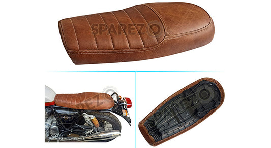 Royal Enfield GT Continental and Interceptor 650 Brown Genuine Leather Dual Seat