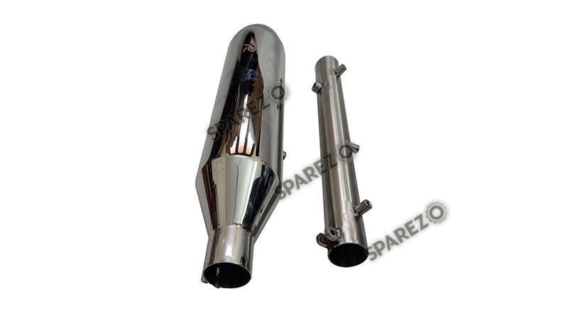 Red Rooster Performance Exhaust Silencer Chrome For Royal Enfield Meteor 350