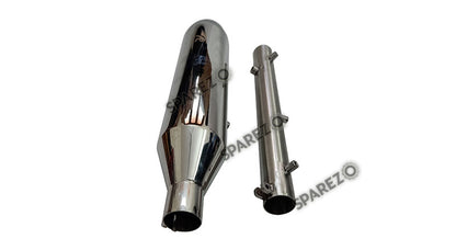 Red Rooster Performance Exhaust Silencer Chrome For Royal Enfield Reborn 350cc