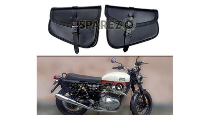 Royal Enfield GT Continental and Interceptor 650 Genuine Leather Black Pannier Bags
