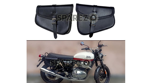 Royal Enfield GT Continental and Interceptor 650 Genuine Leather Black Pannier Bags