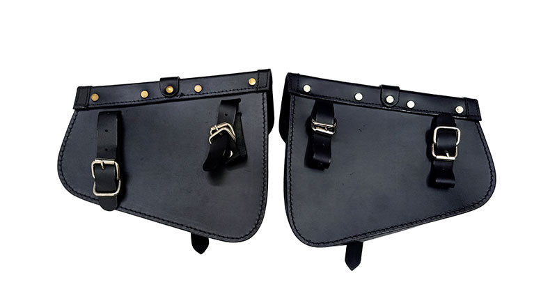 Royal Enfield GT Continental and Interceptor 650 Genuine Leather Black Pannier Bags