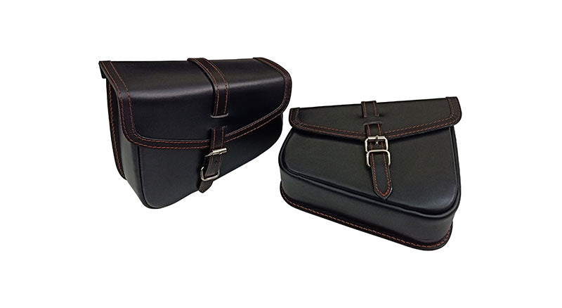 Royal Enfield Interceptor and GT 650 Genuine Leather Black Pannier Bags Pair
