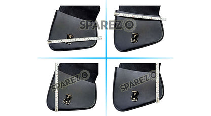 Royal Enfield Meteor 350cc Genuine Leather Black Pannier Bags Pair