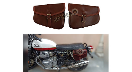 Royal Enfield GT Continental and Interceptor 650 Genuine Leather Tan Brown Pannier Bags