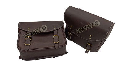 Royal Enfield Meteor 350cc Leather Saddle Bags Rusty Brown With Mounting Pair