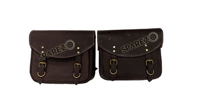 Royal Enfield Meteor 350cc Leather Saddle Bags Rusty Brown With Mounting Pair