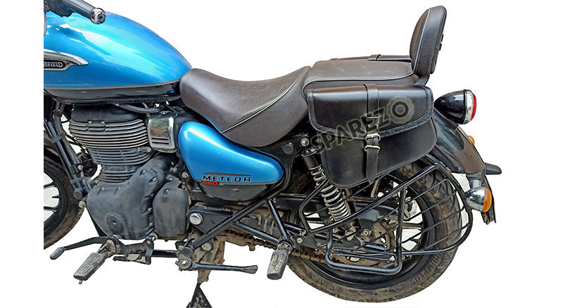 Royal Enfield Meteor 350cc Genuine Leather Pannier Bags Pair Black