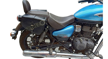 Royal Enfield Meteor 350cc Genuine Leather Pannier Bags Pair Black