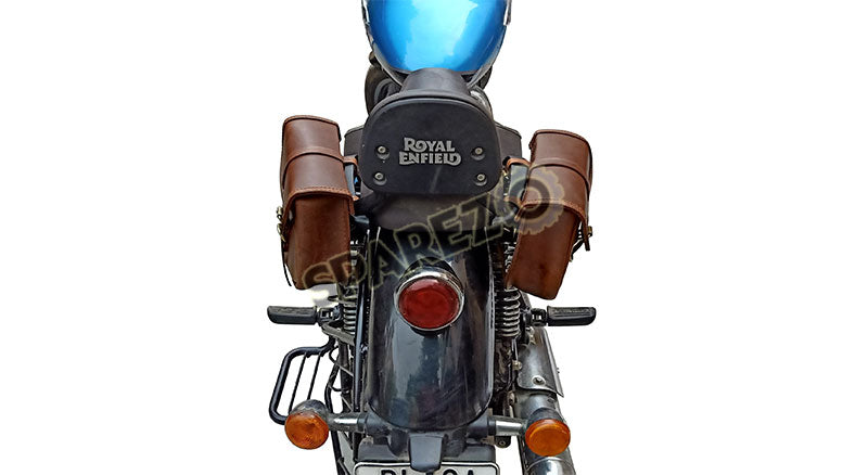 Royal Enfield Meteor 350cc Leather Pannier Bags Pair Brown