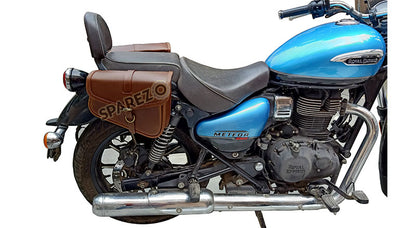 Royal Enfield Meteor 350cc Leather Pannier Bags Pair Brown