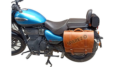 Royal Enfield Meteor 350cc Leather Brown Tan Bags With Mounting Fitting