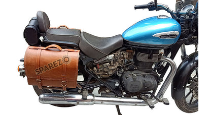 Royal Enfield Meteor 350cc Leather Brown Tan Bags With Mounting Fitting