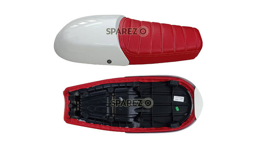 Royal Enfield GT and Interceptor 650cc Red Leather Dual Seat With White Cowl