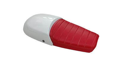 Royal Enfield GT and Interceptor 650cc Red Leather Dual Seat With White Cowl