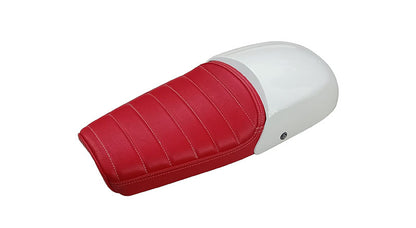 Royal Enfield GT and Interceptor 650cc Red Leather Dual Seat With White Cowl