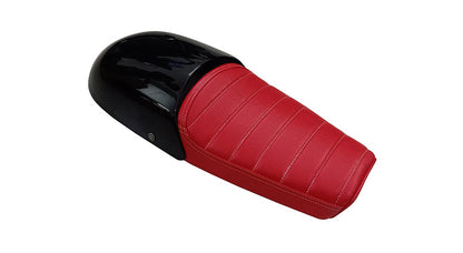 Royal Enfield GT and Interceptor 650cc Red Leather Dual Seat With Black Cowl