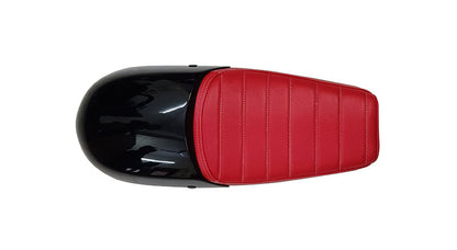 Royal Enfield GT and Interceptor 650cc Red Leather Dual Seat With Black Cowl