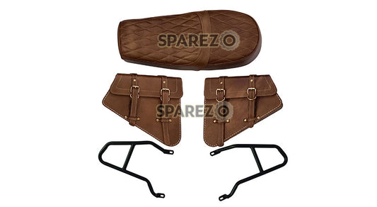 Royal Enfield GT and Interceptor 650cc Leather Dual Seat With Pannier Bags with Mounting