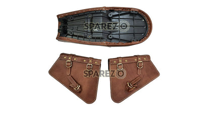 Royal Enfield GT and Interceptor 650cc Leather Dual Seat With Pannier Bags with Mounting D1