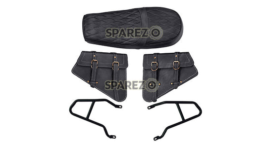 Royal Enfield GT and Interceptor 650cc Leather Dual Seat With Mounting with Pannier Bags