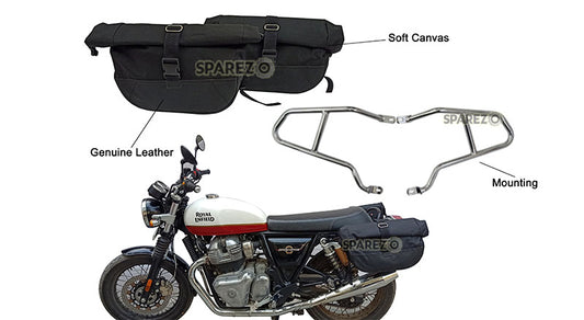 Royal Enfield GT Continental and Interceptor 650cc Soft Pannier Bags With Mounting Rails