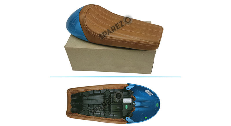 Royal Enfield GT Continental and  Interceptor 650cc Single Seat Leather with Blue Cowl D1