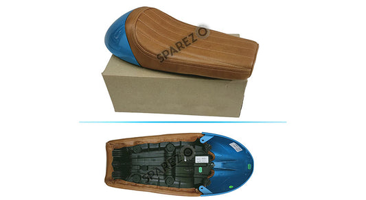 Royal Enfield GT Continental and  Interceptor 650cc Single Seat Leather with Blue Cowl D1