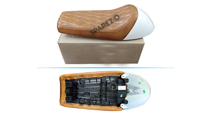 Royal Enfield GT Continental and  Interceptor 650cc Single Seat Leather with White Cowl D6