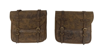 Royal Enfield Meteor 350cc Leather Saddle Bags Dust Color With Mounting Pair