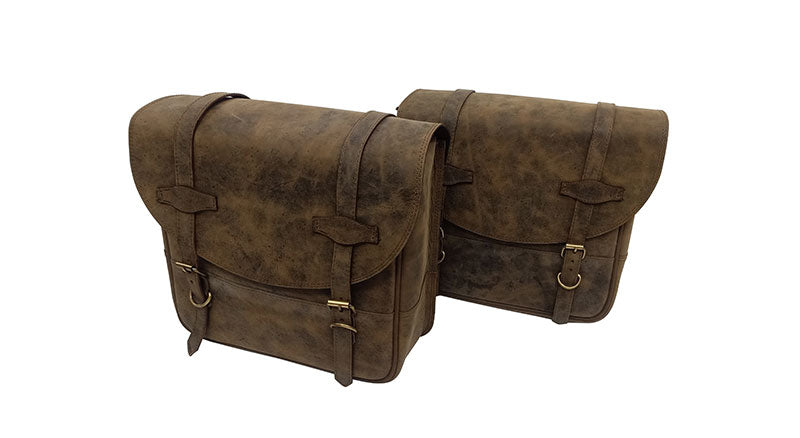 Royal Enfield Meteor 350cc Leather Saddle Bags Dust Color With Mounting Pair