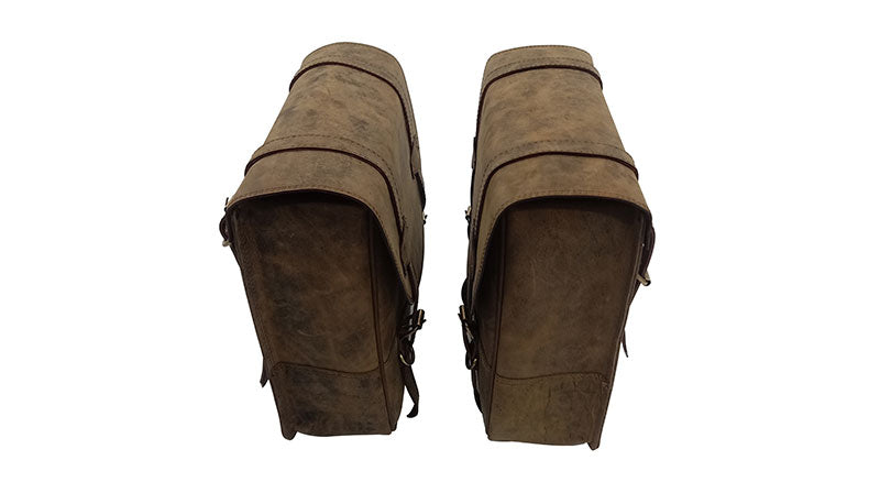 Royal Enfield Meteor 350cc Leather Saddle Bags Dust Color With Mounting Pair