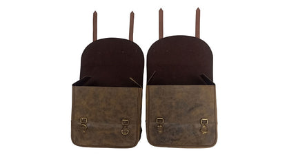 Royal Enfield Meteor 350cc Leather Saddle Bags Dust Color With Mounting Pair