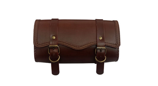 Universal Fit Genuine Soft Leather Tool Bag Brown For Motorcycle