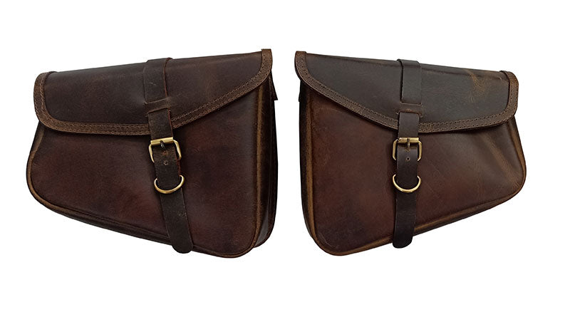 Royal Enfield GT and Interceptor 650cc Leather Tobacco Color Pannier Bags Pair