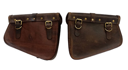 Royal Enfield GT and Interceptor 650cc Leather Tobacco Color Pannier Bags Pair