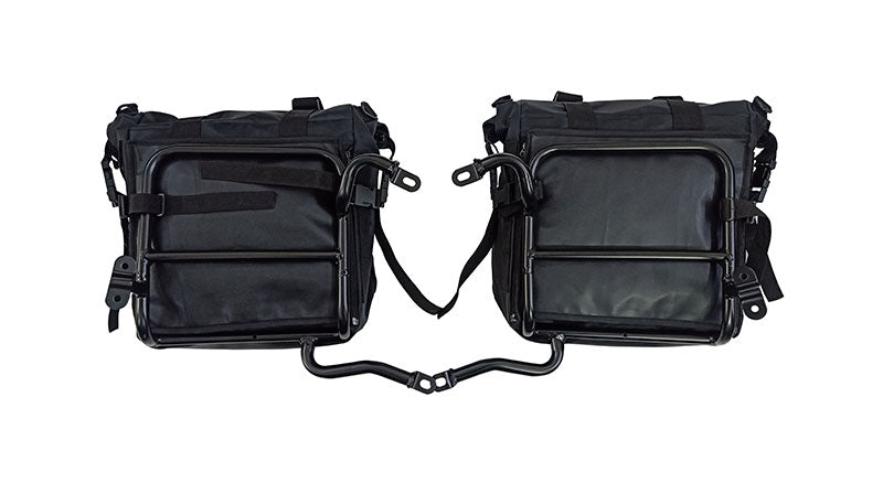 Royal Enfield Classic 350cc 500cc Canvas Saddle Bags Pair Black With Mounting