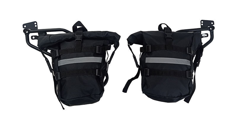 Royal Enfield Classic 350cc 500cc Canvas Saddle Bags Pair Black With Mounting