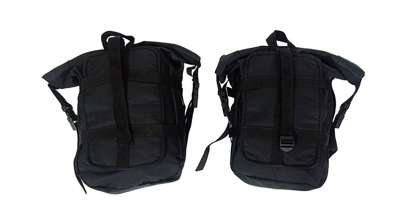 Royal Enfield Classic 350cc 500cc Canvas Saddle Bags Pair Black With Mounting