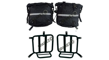 Royal Enfield Meteor 350cc Canvas Saddle Bags Pair Black With Mounting D1