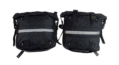 Royal Enfield Meteor 350cc Canvas Saddle Bags Pair Black With Mounting D1