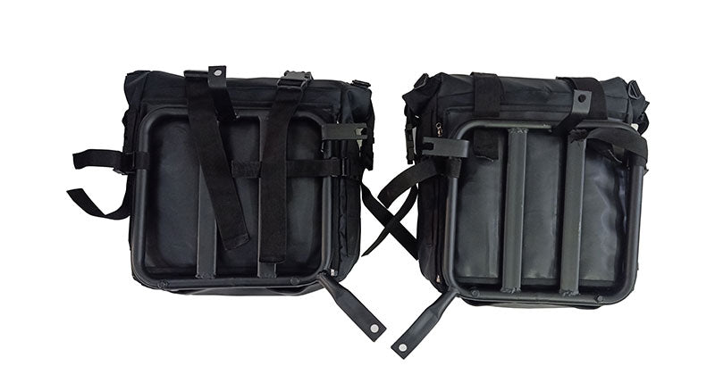 Royal Enfield Meteor 350cc Canvas Saddle Bags Pair Black With Mounting D1